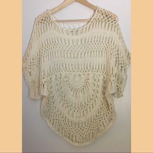 Mystree Boho Cream Macrame Top